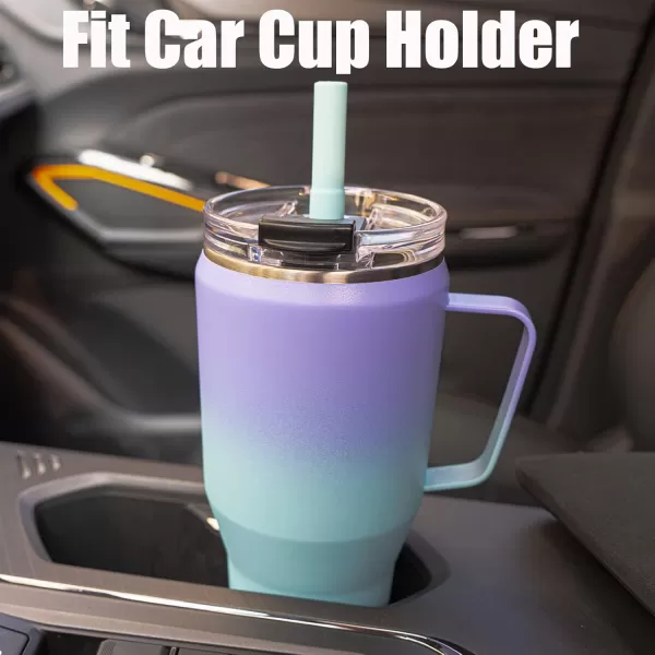 Sursip 40 oz Insulated Tumbler with Screw Lid  Stainless Steel Vacuum Cup with Straw and Handle Keeps Drinks Cold up to 24 Hours  SweatLeak Proof Dishwasher Safe Fits Car Cup Holder BlackPurpleGreen