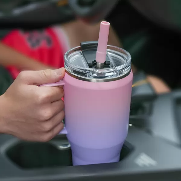 Sursip 40 oz Insulated Tumbler with Screw Lid  Stainless Steel Vacuum Cup with Straw and Handle Keeps Drinks Cold up to 24 Hours  SweatLeak Proof Dishwasher Safe Fits Car Cup Holder BlackPinkPurple