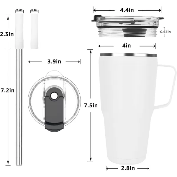 Sursip 40 oz Insulated Tumbler with Screw Lid  Stainless Steel Vacuum Cup with Straw and Handle Keeps Drinks Cold up to 24 Hours  SweatLeak Proof Dishwasher Safe Fits Car Cup Holder PinkWhite