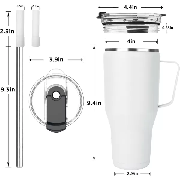 Sursip 40 oz Insulated Tumbler with Screw Lid  Stainless Steel Vacuum Cup with Straw and Handle Keeps Drinks Cold up to 24 Hours  SweatLeak Proof Dishwasher Safe Fits Car Cup Holder PinkWhite