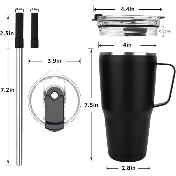 Sursip 40 oz Insulated Tumbler with Screw Lid  Stainless Steel Vacuum Cup with Straw and Handle Keeps Drinks Cold up to 24 Hours  SweatLeak Proof Dishwasher Safe Fits Car Cup Holder BlackBlack