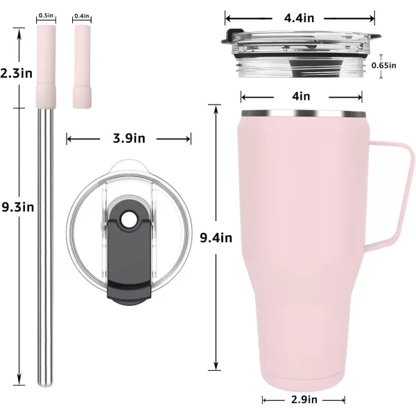 Sursip 40 oz Insulated Tumbler with Screw Lid  Stainless Steel Vacuum Cup with Straw and Handle Keeps Drinks Cold up to 24 Hours  SweatLeak Proof Dishwasher Safe Fits Car Cup Holder BlackPink