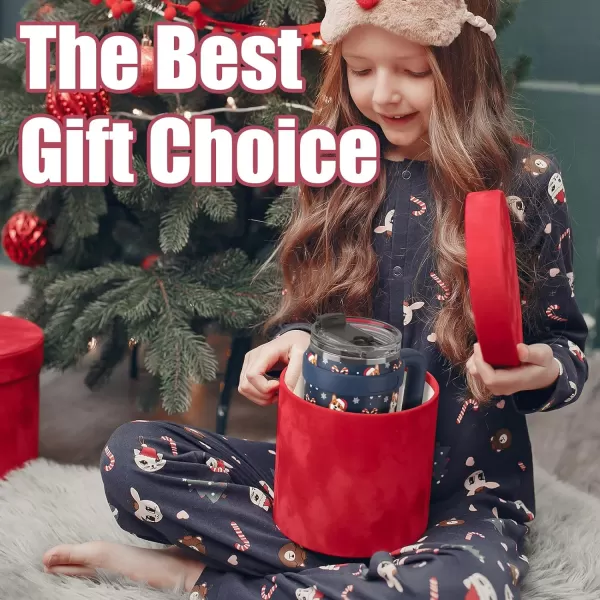 Sursip 40 oz Insulated Tumbler with Screw Lid  Stainless Steel Vacuum Cup with Straw and Handle Keeps Drinks Cold up to 24 Hours  SweatLeak Proof Dishwasher Safe Fits Car Cup Holder BlackPink Elk