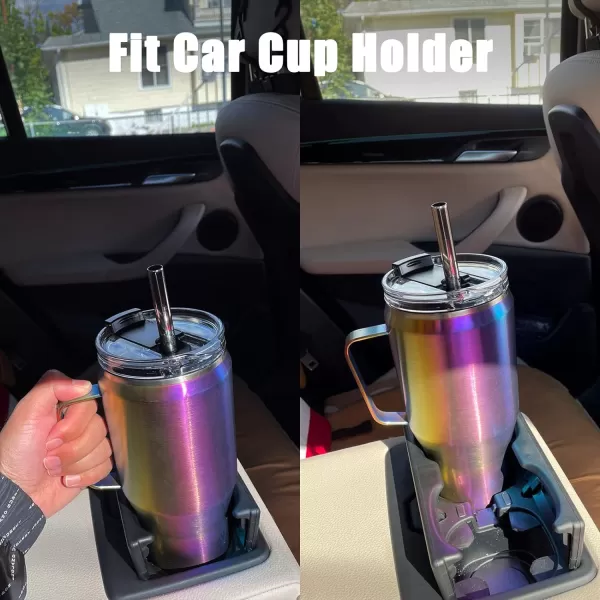 Sursip 40 oz Insulated Tumbler with Screw Lid  Stainless Steel Vacuum Cup with Straw and Handle Keeps Drinks Cold up to 24 Hours  SweatLeak Proof Dishwasher Safe Fits Car Cup Holder PinkPlating