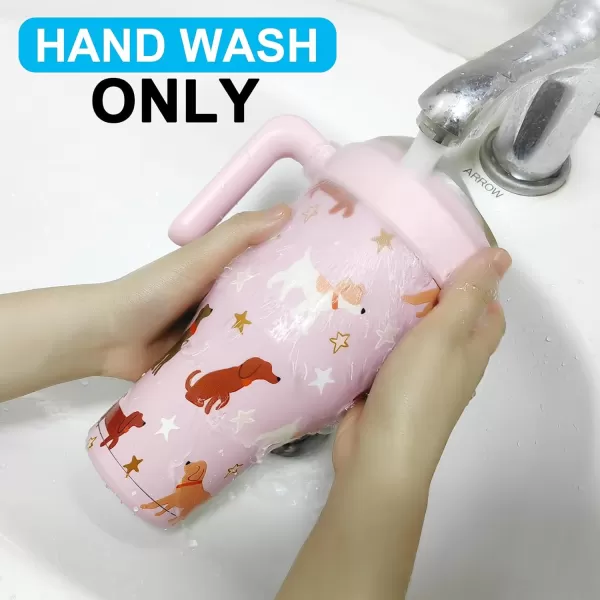 Sursip 40 oz Insulated Tumbler with Screw Lid  Stainless Steel Vacuum Cup with Straw and Handle Keeps Drinks Cold up to 24 Hours  SweatLeak Proof Dishwasher Safe Fits Car Cup Holder BlackPink Puppy