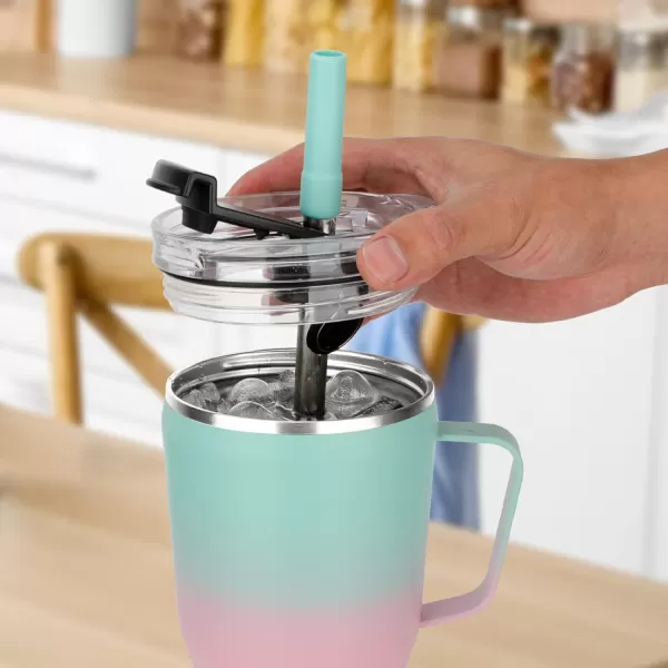 Sursip 40 oz Insulated Tumbler with Screw Lid  Stainless Steel Vacuum Cup with Straw and Handle Keeps Drinks Cold up to 24 Hours  SweatLeak Proof Dishwasher Safe Fits Car Cup Holder BlackPurpleGreen
