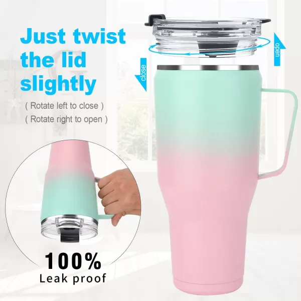 Sursip 40 oz Insulated Tumbler with Screw Lid  Stainless Steel Vacuum Cup with Straw and Handle Keeps Drinks Cold up to 24 Hours  SweatLeak Proof Dishwasher Safe Fits Car Cup Holder BlackBlack