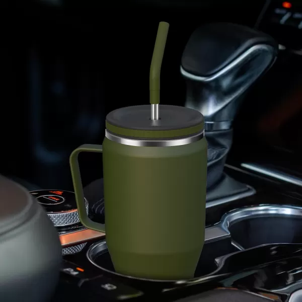 Sursip 40 oz Tumbler with Handle and Straw Lid  Stainless Steel Vacuum Insulated Coffee Cup Travel Mug Keeps Cold for 24 Hours  Sweat Proof Dishwasher Safe Cupholder Friendly Olive GreenOlive Green