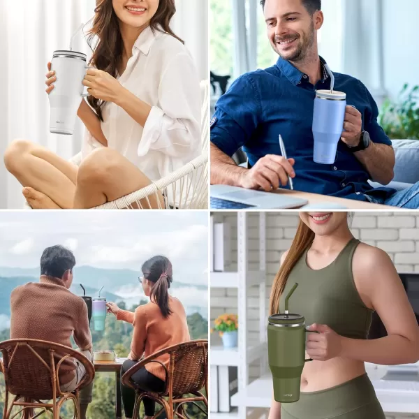 Sursip 40 oz Tumbler with Handle and Straw Lid  Stainless Steel Vacuum Insulated Coffee Cup Travel Mug Keeps Cold for 24 Hours  Sweat Proof Dishwasher Safe Cupholder Friendly Olive GreenOlive Green