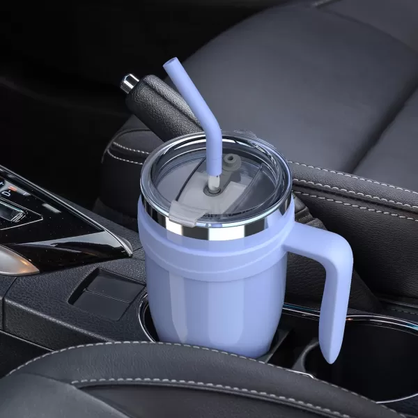 Sursip 50 oz Mug Tumbler with Handle Double Wall Vacuum Stainless Steel Tumbler with Straw and 2 Lids Keeps Drinks Cold up to 24 Hours  Leak Proof Dishwasher Safe Fit Car Cup Holder WhiteIce Blue