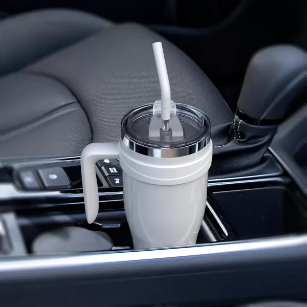 Sursip 50 oz Mug Tumbler with Handle Double Wall Vacuum Stainless Steel Tumbler with Straw and 2 Lids Keeps Drinks Cold up to 24 Hours  Leak Proof Dishwasher Safe Fit Car Cup Holder Ice BlueWhite