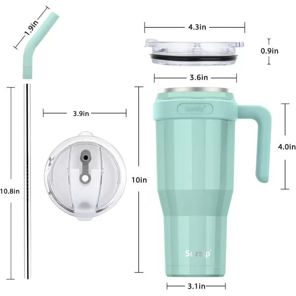 Sursip 50 oz Mug TumblerStainless Steel Tumbler Mug with NonRemovable HandleKeeps Drinks Cold up to 24 HoursSweat Proof Dishwasher SafeBPA FreeMild MintBlack
