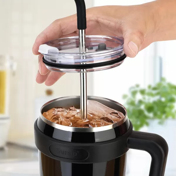 Sursip 50 oz Mug TumblerStainless Steel Tumbler Mug with NonRemovable HandleKeeps Drinks Cold up to 24 HoursSweat Proof Dishwasher SafeBPA FreeMild MintBlack