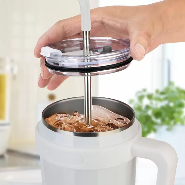 Sursip 50 oz Mug TumblerStainless Steel Tumbler Mug with NonRemovable HandleKeeps Drinks Cold up to 24 HoursSweat Proof Dishwasher SafeBPA FreeMild MintWhite50oz
