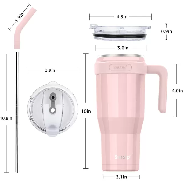 Sursip 50 oz Mug TumblerStainless Steel Tumbler Mug with NonRemovable HandleKeeps Drinks Cold up to 24 HoursSweat Proof Dishwasher SafeBPA FreeMild MintPink