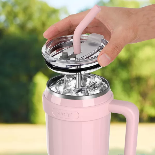 Sursip 50 oz Mug TumblerStainless Steel Tumbler Mug with NonRemovable HandleKeeps Drinks Cold up to 24 HoursSweat Proof Dishwasher SafeBPA FreeMild MintPink