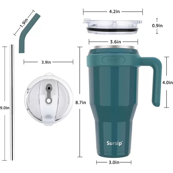 Sursip 50 oz Mug TumblerStainless Steel Tumbler Mug with NonRemovable HandleKeeps Drinks Cold up to 24 HoursSweat Proof Dishwasher SafeBPA FreeMild MintDark Green