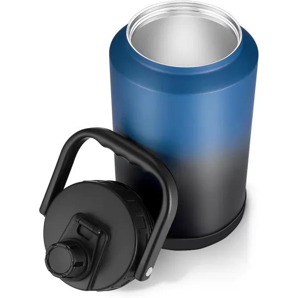 Sursip One Gallon Insulated Water Jug wtih Straw128 Oz Water Bottle188 FoodgradeKeep Drinking Hot and ColdSweat ProofGreat for TravelHikingCampingSportsGamingGiftNavy BlueBlueBlack