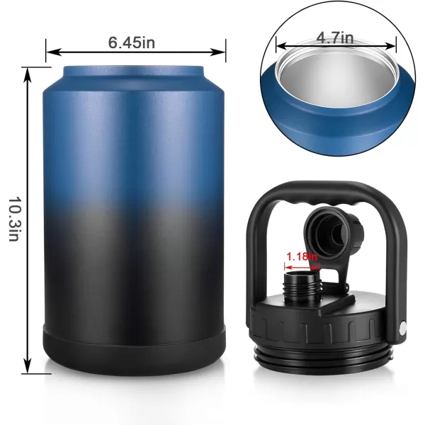 Sursip One Gallon Insulated Water Jug wtih Straw128 Oz Water Bottle188 FoodgradeKeep Drinking Hot and ColdSweat ProofGreat for TravelHikingCampingSportsGamingGiftNavy BlueBlueBlack