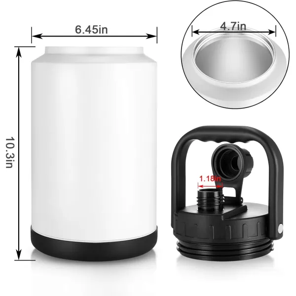 Sursip One Gallon Insulated Water Jug wtih Straw128 Oz Water Bottle188 FoodgradeKeep Drinking Hot and ColdSweat ProofGreat for TravelHikingCampingSportsGamingGiftNavy BlueWhite