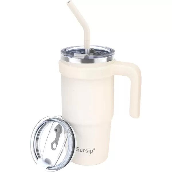 Sursip 24 oz Insulated Tumbler with Handle Double Wall Vacuum Stainless Steel Cup with Straw and 2 Lids For ColdHot Drinks Coffee Travel Mug for CarHomeOfficePartyCamping Charcoal GrayCream