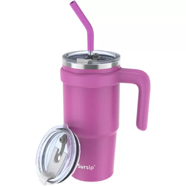 Sursip 24 oz Insulated Tumbler with Handle Double Wall Vacuum Stainless Steel Cup with Straw and 2 Lids For ColdHot Drinks Coffee Travel Mug for CarHomeOfficePartyCamping Charcoal GrayClaret
