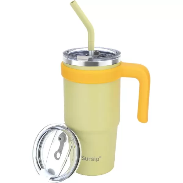 Sursip 24 oz Insulated Tumbler with Handle Double Wall Vacuum Stainless Steel Cup with Straw and 2 Lids For ColdHot Drinks Coffee Travel Mug for CarHomeOfficePartyCamping Charcoal GrayGreen
