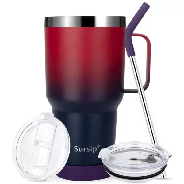 Sursip 30oz Insulated MugTumbler With Lid and StrawStainless Steel Vacuum TumblerKeep Cold and HotBPA FreeLeak ProofDishwasher SafeCar HolderGiftsTravel MugCoffee TumblerBlack1PackDark rainbow