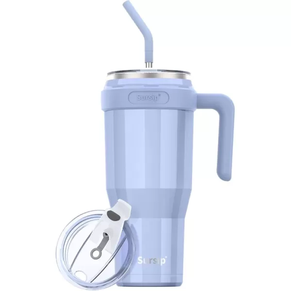 Sursip 40 oz Insulated Tumbler with Handle and StrawStainless Steel Vacuum Insulated MugGifts for Women Men Him HerIced Tea or CoffeeDrinks Cold up to 24 HoursFit Car HolderBlackIce Blue