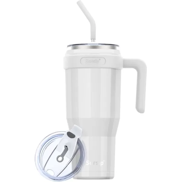 Sursip 50 oz Mug TumblerStainless Steel Tumbler Mug with NonRemovable HandleKeeps Drinks Cold up to 24 HoursSweat Proof Dishwasher SafeBPA FreeMild MintWhite50oz