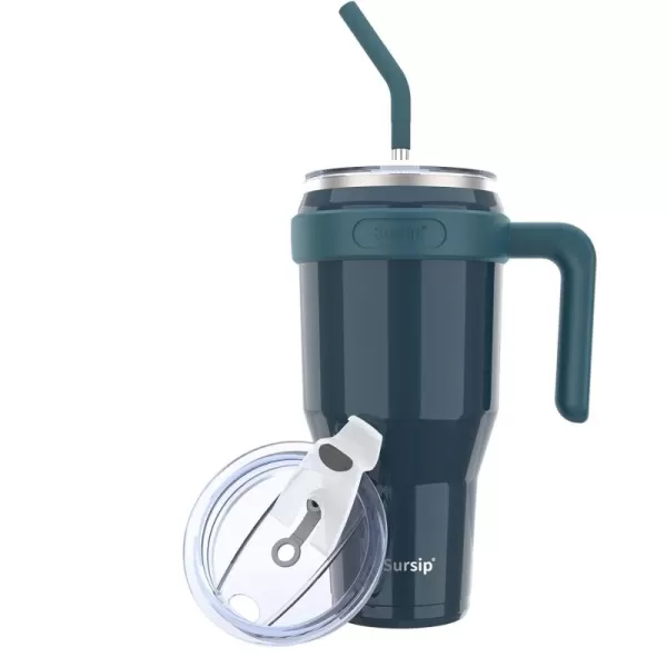 Sursip 50 oz Mug TumblerStainless Steel Tumbler Mug with NonRemovable HandleKeeps Drinks Cold up to 24 HoursSweat Proof Dishwasher SafeBPA FreeMild MintDark Green