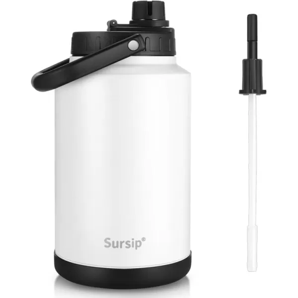 Sursip One Gallon Insulated Water Jug wtih Straw128 Oz Water Bottle188 FoodgradeKeep Drinking Hot and ColdSweat ProofGreat for TravelHikingCampingSportsGamingGiftNavy BlueWhite