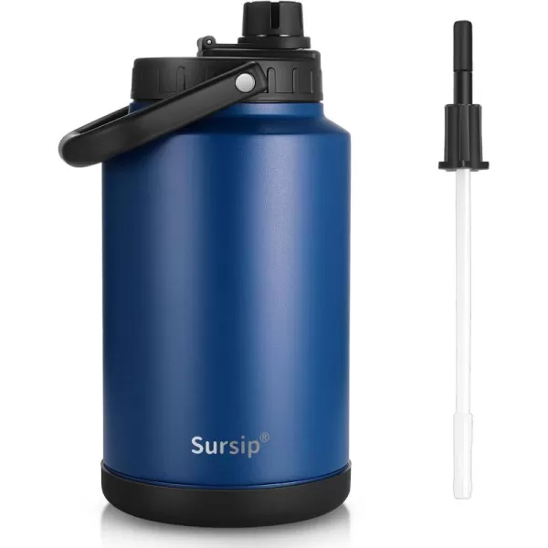 Sursip One Gallon Insulated Water Jug wtih Straw128 Oz Water Bottle188 FoodgradeKeep Drinking Hot and ColdSweat ProofGreat for TravelHikingCampingSportsGamingGiftNavy BlueNavy Blue