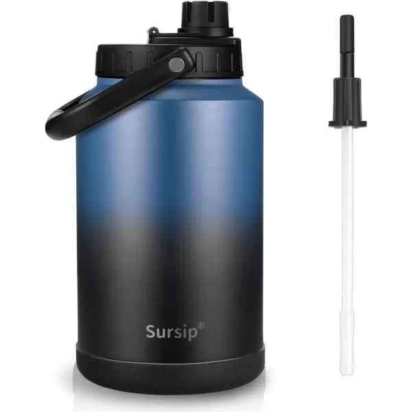 Sursip One Gallon Insulated Water Jug wtih Straw128 Oz Water Bottle188 FoodgradeKeep Drinking Hot and ColdSweat ProofGreat for TravelHikingCampingSportsGamingGiftNavy BlueBlueBlack