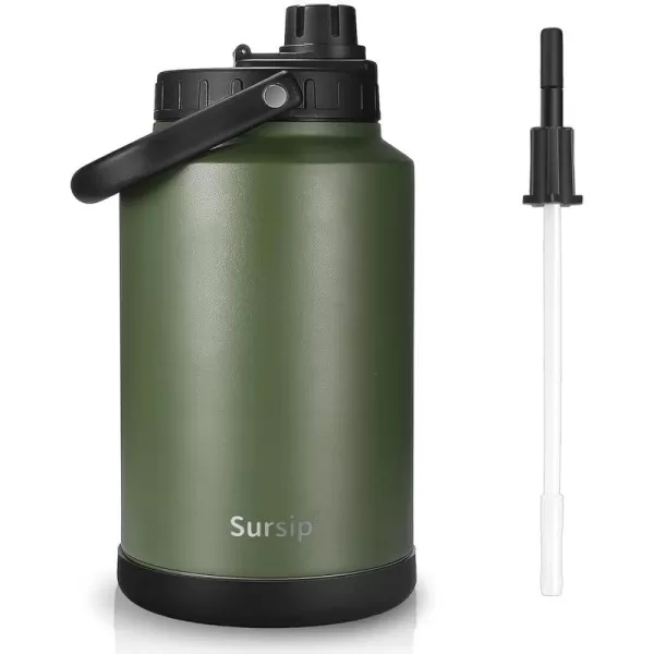 Sursip One Gallon Insulated Water Jug wtih Straw128 Oz Water Bottle188 FoodgradeKeep Drinking Hot and ColdSweat ProofGreat for TravelHikingCampingSportsGamingGiftNavy BlueArmy Green