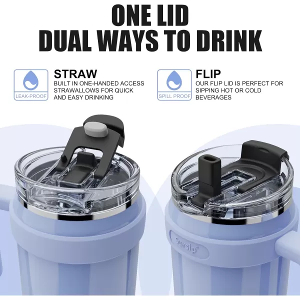 Sursip 40oz Insulated Tumbler with Handle and Flip StrawStainless Steel Travel Mug 2 in 1 Straw LidLeak Proof Keeps Drinks Cold for 24 HoursSweat ProofFit in Cup HolderBlackIce Blue