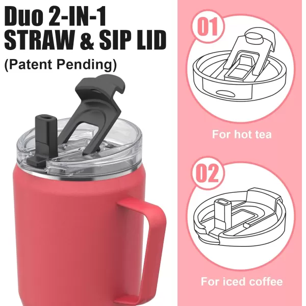 Sursip 40oz Insulated Tumbler with Handle and Flip StrawStainless Steel Travel Mug 2 in 1 Straw LidLeak Proof Keeps Drinks Cold for 24 HoursSweat ProofFit in Cup HolderBlackPink