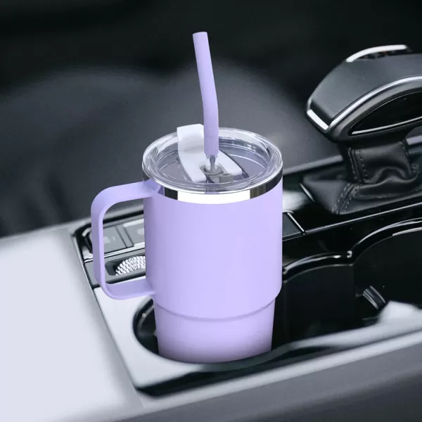 Sursip 24 oz Insulated Cup with Handle Double Wall Vacuum Stainless Steel Tumbler with Straw and 2 Lids For ColdHot Drinks Coffee Travel Mug for CarHomeOfficePartyCamping Lilac1 PackLilac
