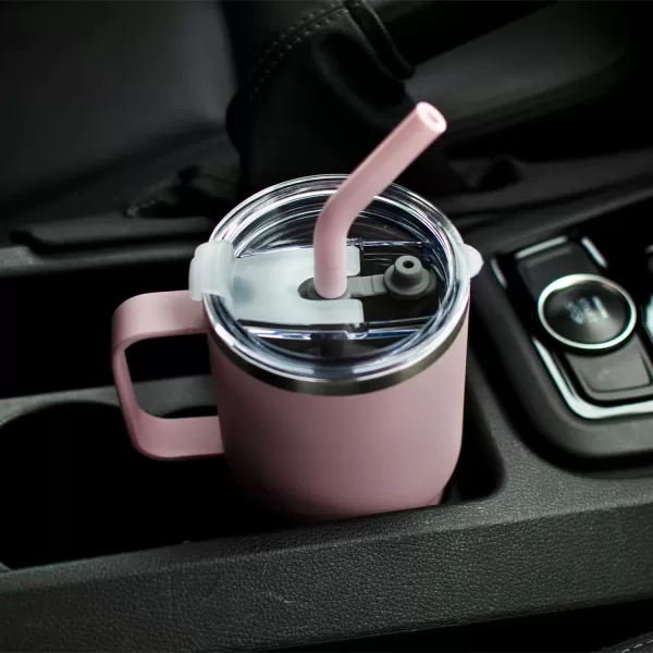 Sursip 24 oz Insulated Cup with Handle Double Wall Vacuum Stainless Steel Tumbler with Straw and 2 Lids For ColdHot Drinks Coffee Travel Mug for CarHomeOfficePartyCamping Orange1 PackGreenPink