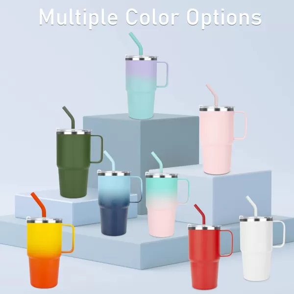 Sursip 24 oz Insulated Cup with Handle Double Wall Vacuum Stainless Steel Tumbler with Straw and 2 Lids For ColdHot Drinks Coffee Travel Mug for CarHomeOfficePartyCamping Orange1 PackGreenNavy