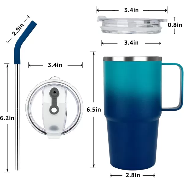 Sursip 24 oz Insulated Cup with Handle Double Wall Vacuum Stainless Steel Tumbler with Straw and 2 Lids For ColdHot Drinks Coffee Travel Mug for CarHomeOfficePartyCamping Orange1 PackGreenNavy
