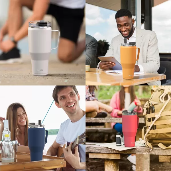 Sursip 40oz Insulated Tumbler with Handle and Flip StrawStainless Steel Travel Mug 2 in 1 Straw LidLeak Proof Keeps Drinks Cold for 24 HoursSweat ProofFit in Cup HolderBlackPink