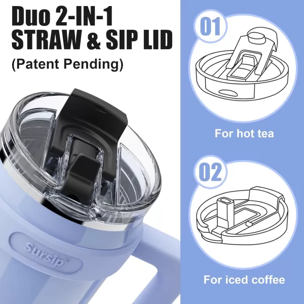 Sursip 40oz Insulated Tumbler with Handle and Flip StrawStainless Steel Travel Mug 2 in 1 Straw LidLeak Proof Keeps Drinks Cold for 24 HoursSweat ProofFit in Cup HolderBlackPink light