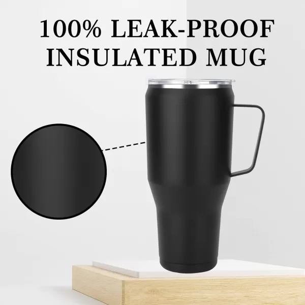 Sursip 40oz Mug TumblerStainless Steel Vacuum Insulated Mug with HandleLid and StrawFit for Car HolderKeeps Cold up to 24 HoursSweat ProofLeak ProofDishwasher SafeBlackBlack