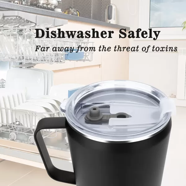 Sursip 40oz Mug TumblerStainless Steel Vacuum Insulated Mug with HandleLid and StrawFit for Car HolderKeeps Cold up to 24 HoursSweat ProofLeak ProofDishwasher SafeBlackBlack