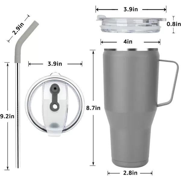 imageSursip 40oz Mug TumblerStainless Steel Vacuum Insulated Mug with HandleLid and StrawFit for Car HolderKeeps Drinks Cold up to 24 HoursSweat Proof and Leak ProofDishwasher SafeGreyGray