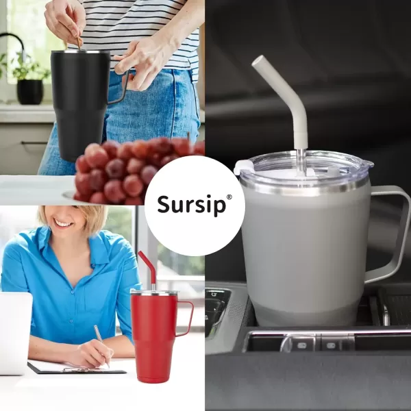 imageSursip 40oz Mug TumblerStainless Steel Vacuum Insulated Mug with HandleLid and StrawFit for Car HolderKeeps Drinks Cold up to 24 HoursSweat Proof and Leak ProofDishwasher SafeGreyGray