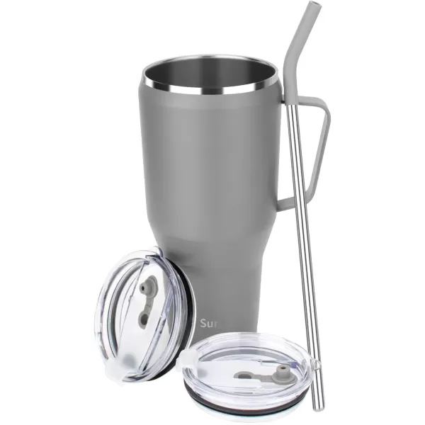 imageSursip 40oz Mug TumblerStainless Steel Vacuum Insulated Mug with HandleLid and StrawFit for Car HolderKeeps Drinks Cold up to 24 HoursSweat Proof and Leak ProofDishwasher SafeGreyGray
