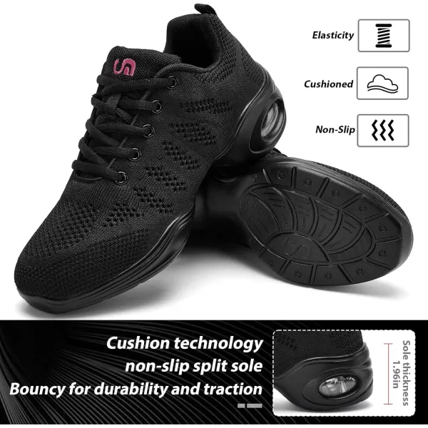 AKK Dance Shoes for Women Jazz Shoes Women Dance Sneakers Breathable Air Cushion Split Sole Athletic Walking Dance Shoes Platform ShoeA Black