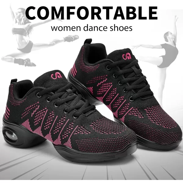 AKK Dance Shoes for Women Jazz Shoes Women Dance Sneakers Breathable Air Cushion Split Sole Athletic Walking Dance Shoes Platform ShoeBlackpink